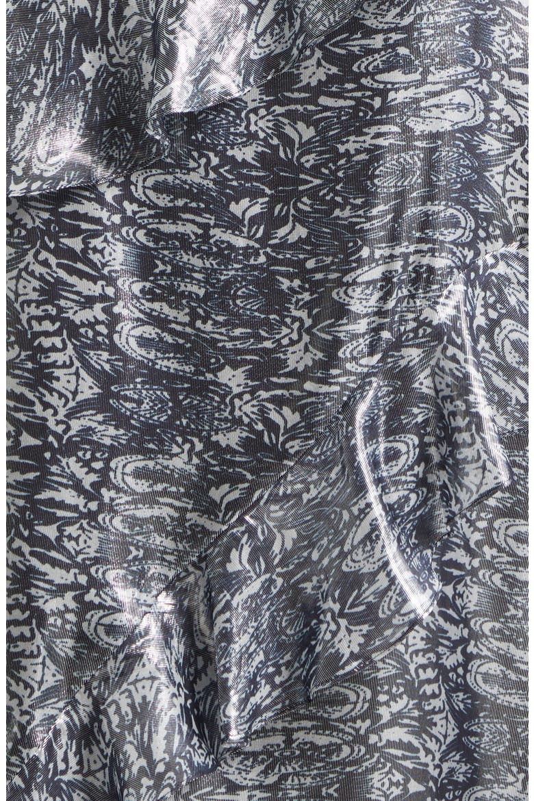 Dominika Metallic Abstract Print Strapless Silk Blend Gwon, Alternate, color, NAVY LUREX