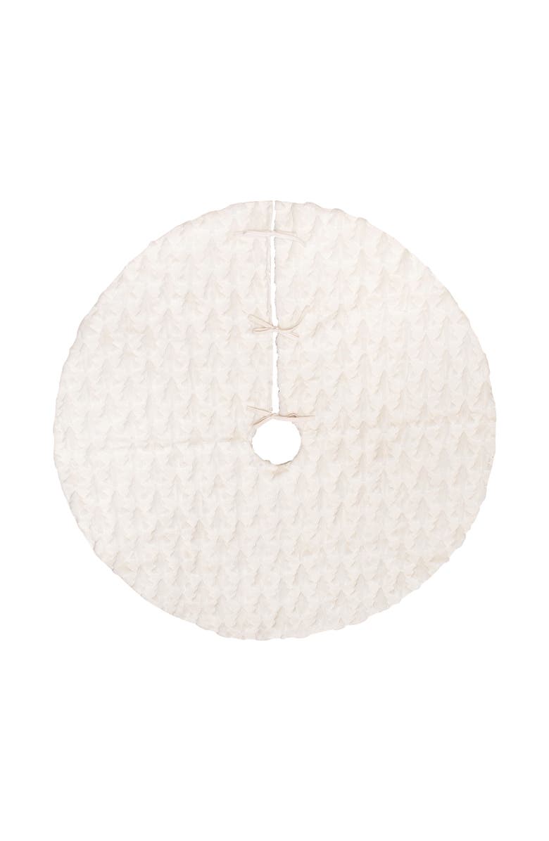 C&F Home Frosted Tree Pattern 100% Polyester Christmas Tree Skirt 54", Main, color, Off-White