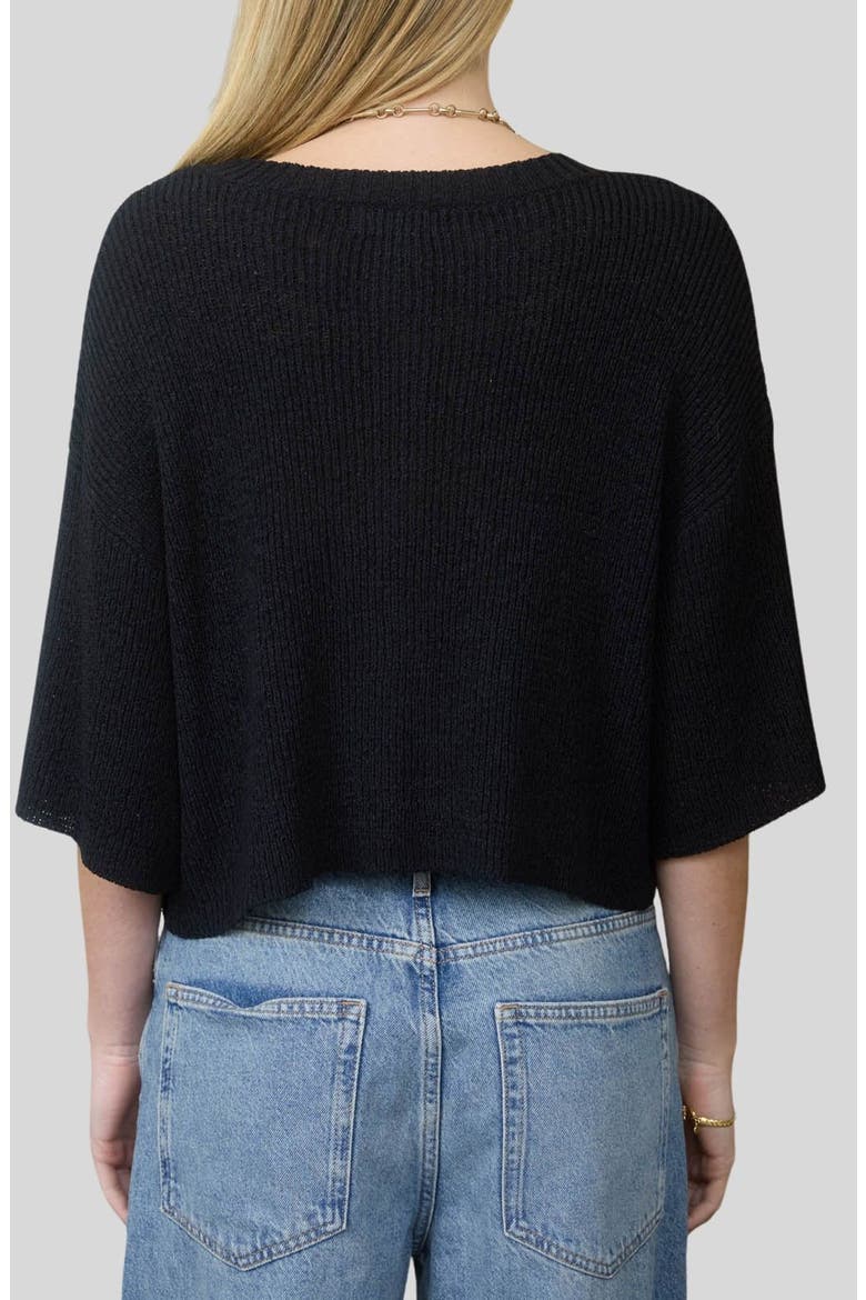 Three-Quarter Sleeve Cardigan, Alternate, color, BLACK