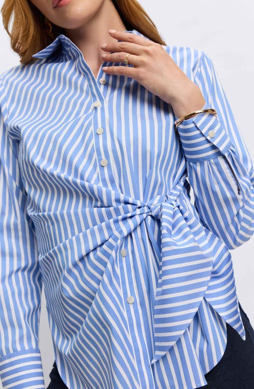 FOXCROFT FOXCROFT SABINE STRIPE SIDE TIE BUTTON-UP SHIRT