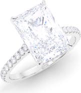 HauteCarat Radiant Cut Pavé Lab Grown Diamond Ring