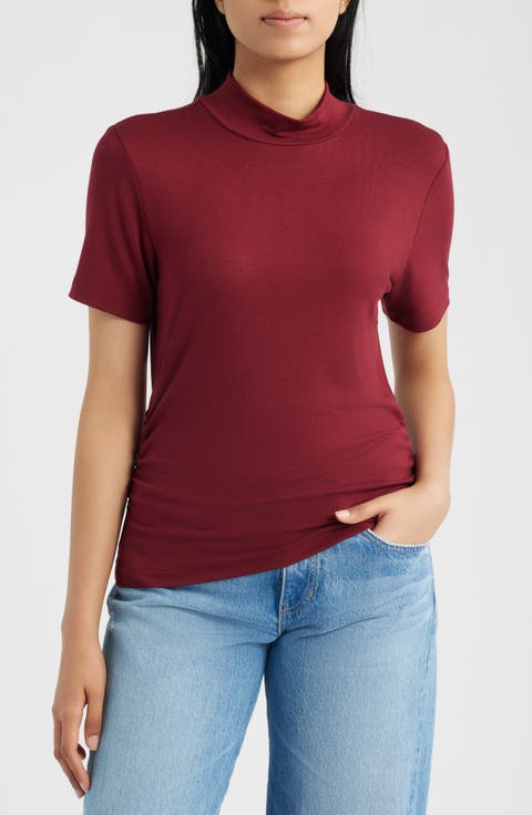 Short Sleeve Mock Neck Top