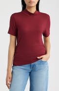 CITY BLUES Short Sleeve Mock Neck Top