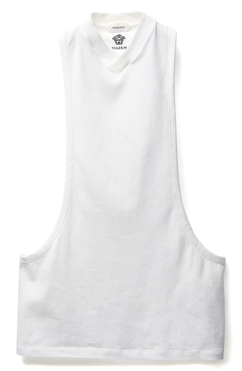 Versace Stretch Cotton Tank, Alternate, color, Optical White
