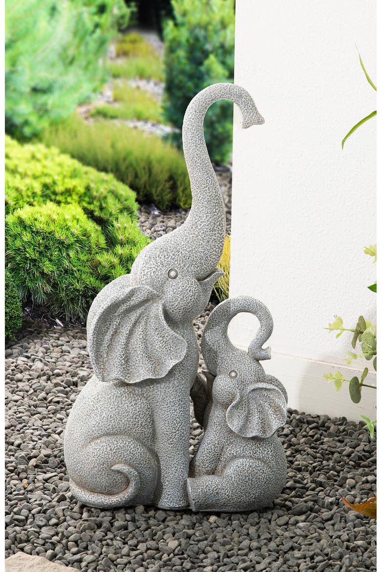 18.25"H Resin Mother and Baby Elephant Statue, Alternate, color, Grey