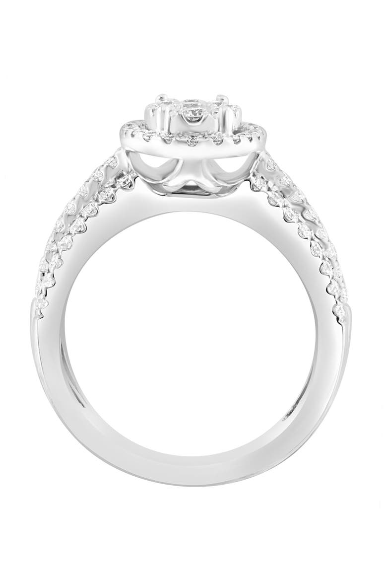 Split Shank Halo Diamond Ring in 14K White Gold, Alternate, color, Hematite and FW Blush Pearl