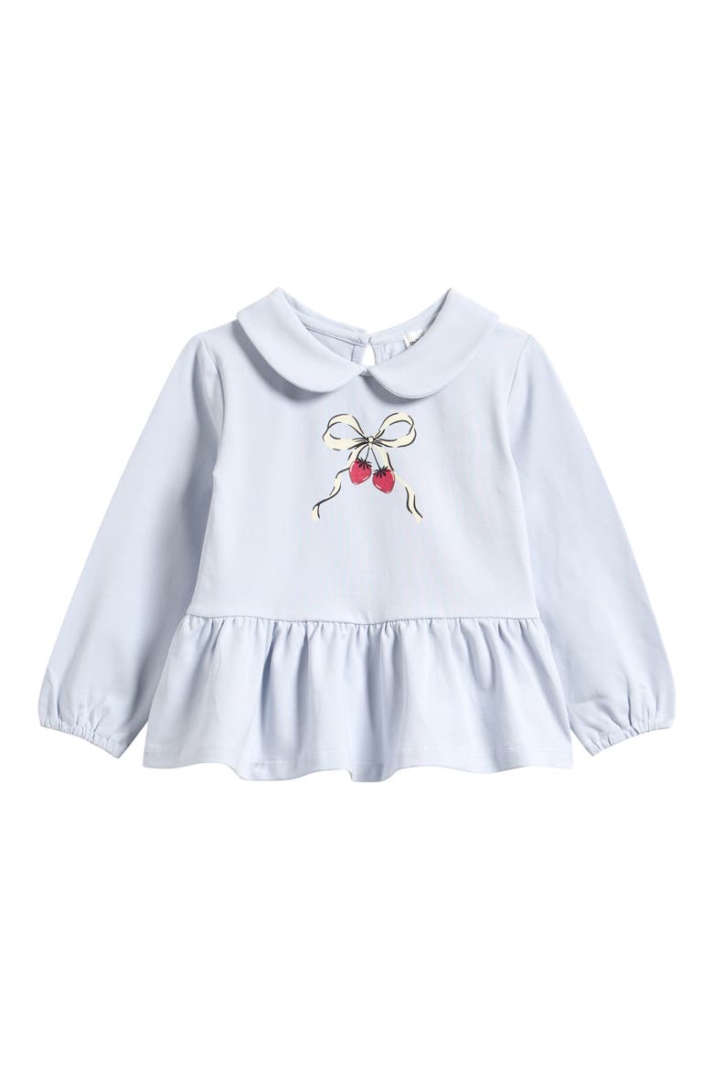 Peter Pan Collar Peplum Top, Main, color, LIGHT BLUE