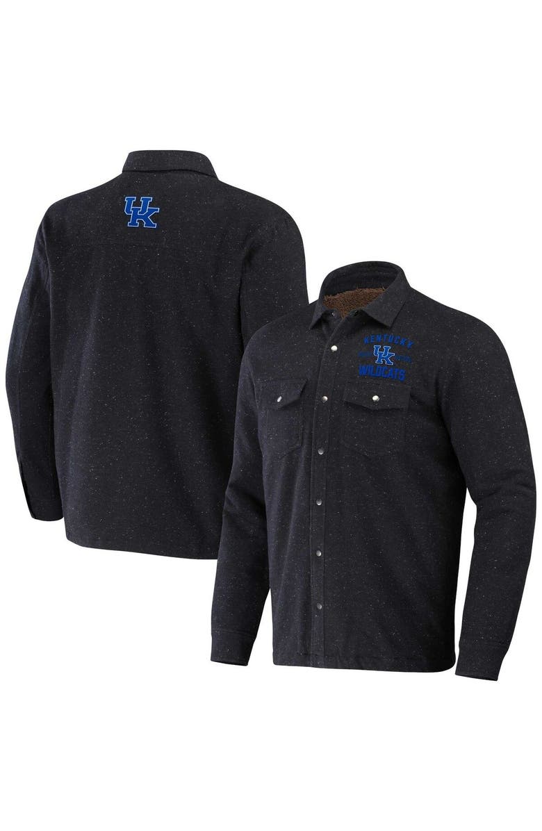 Darius Rucker Collection by Fanatics Men's Darius Rucker Collection by Fanatics Heather Charcoal Kentucky Wildcats Sherpa-Lined Full-Snap Shacket, Main, color, Heather Charcoal