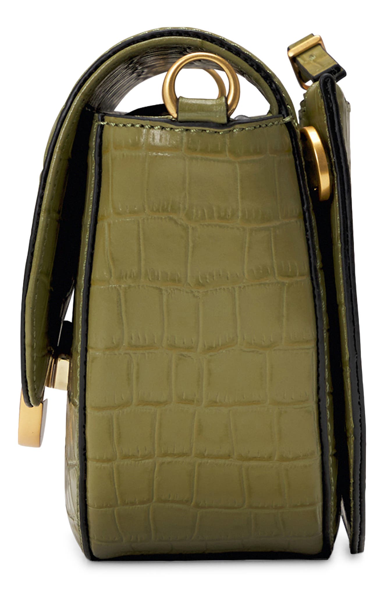 Lottie Croc Embossed Crossbody Bag, Alternate, color, LEAF OLIVE