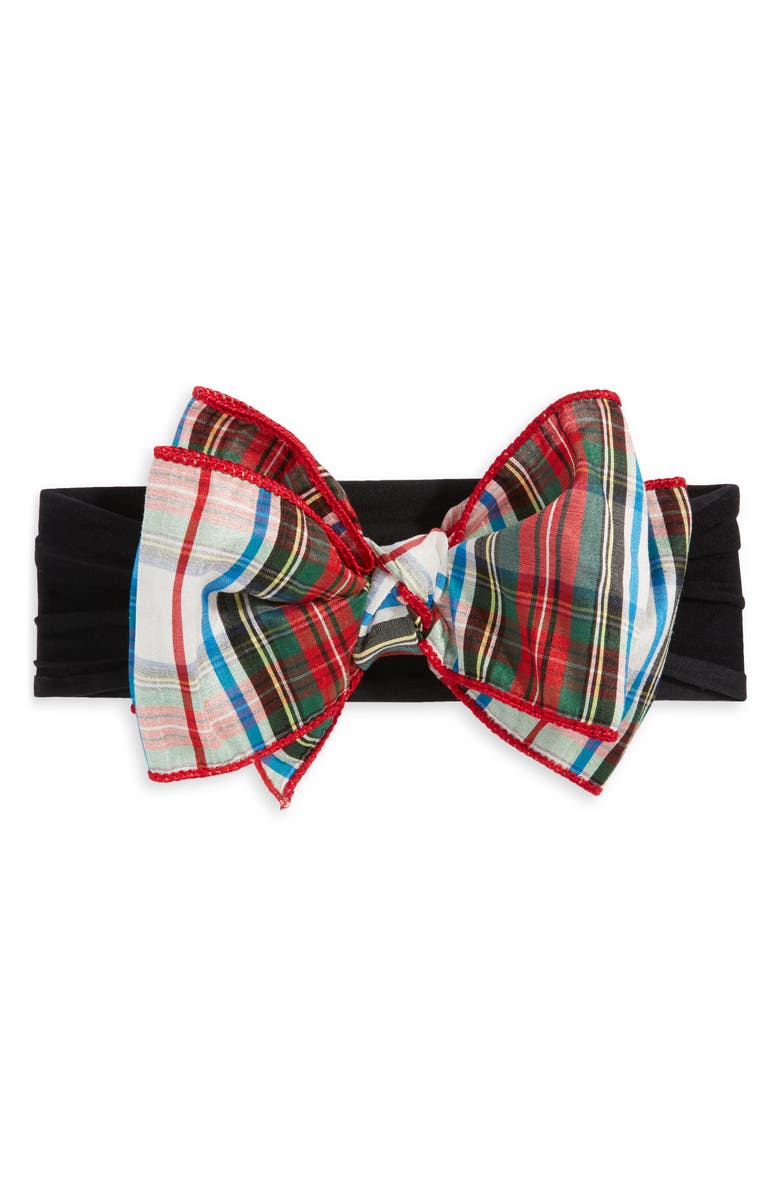 Baby Bling Kids' Classic Bow Headband, Alternate, color, Black/ Holiday Plaid