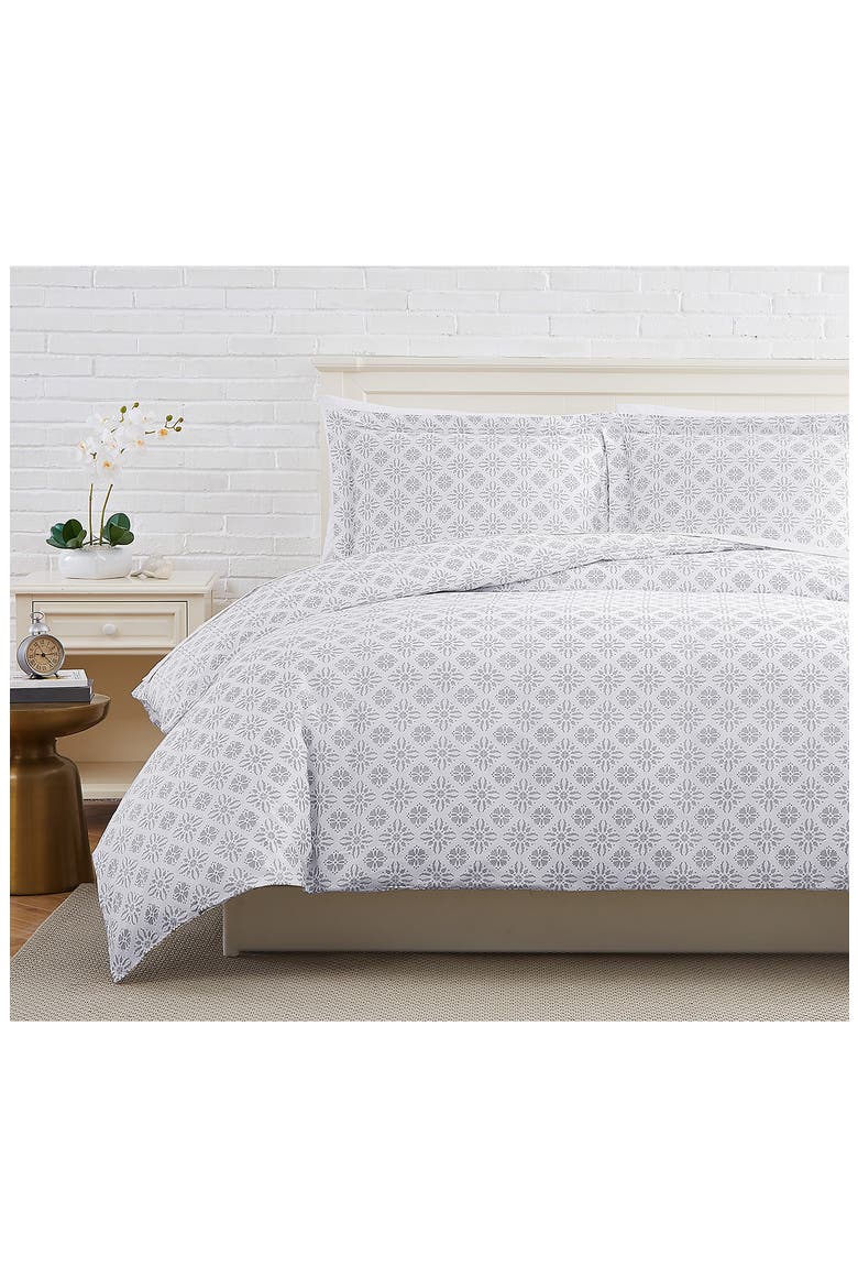 Premium Collection 300 Thread-Count Long Staple Cotton Oversized Duvet Cover Set, Alternate, color, AZTEC DREAMS GREY