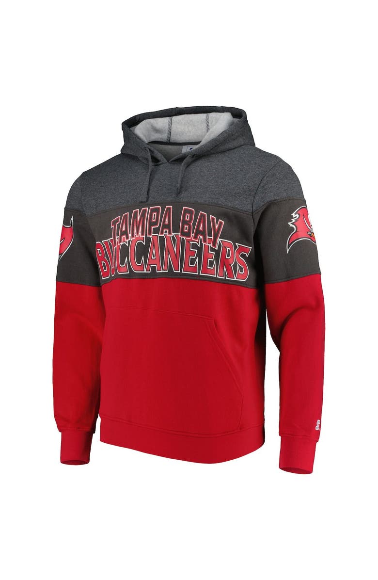 STARTER Men's Starter Heather Charcoal/Red Tampa Bay Buccaneers Extreme Pullover Hoodie, Alternate, color, Heather Charcoal