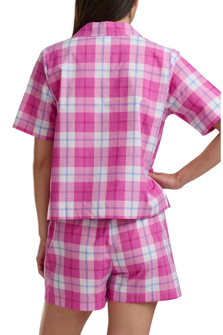Plaid Short Sleeve Notch Top and Boxer Pajamas, Alternate, color, PLAID