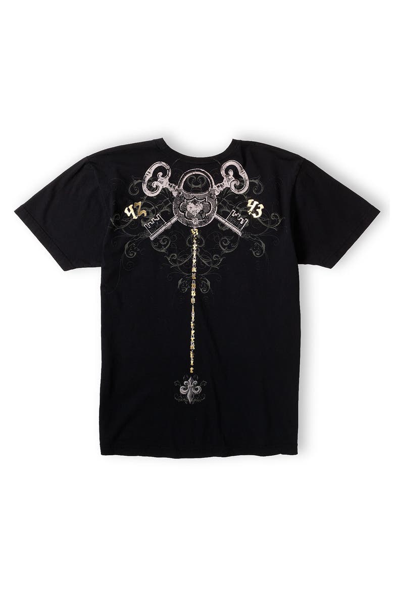 'Lock & Key' Slim Fit V-Neck T-Shirt, Alternate, color, JETT BLACK