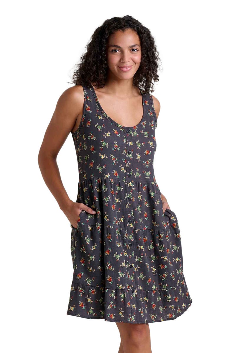 Toad & Co Manzana Tiered Sleeveless Dress, Alternate, color, Black Graphic Print