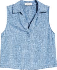 Cloth & Stone Print Johnny Collar Top