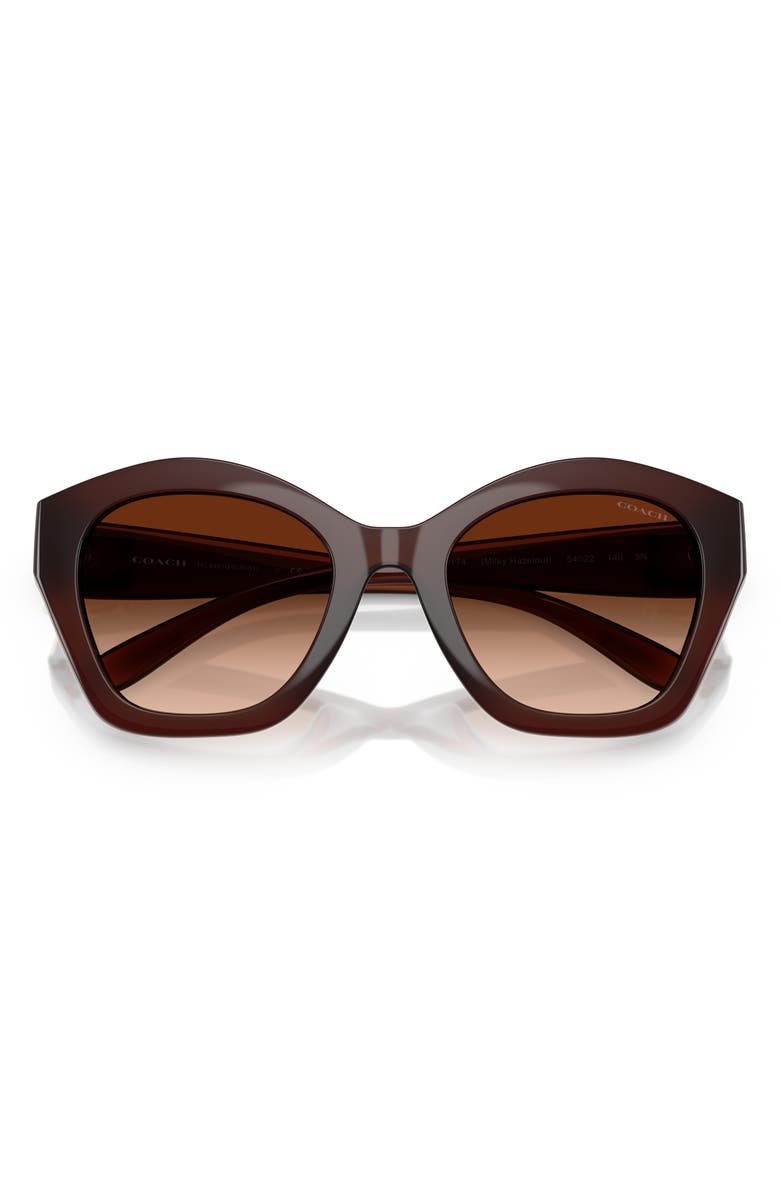 COACH 57mm Irregular Round Sunglasses, Alternate, color, Milky Hazelnut / Brown