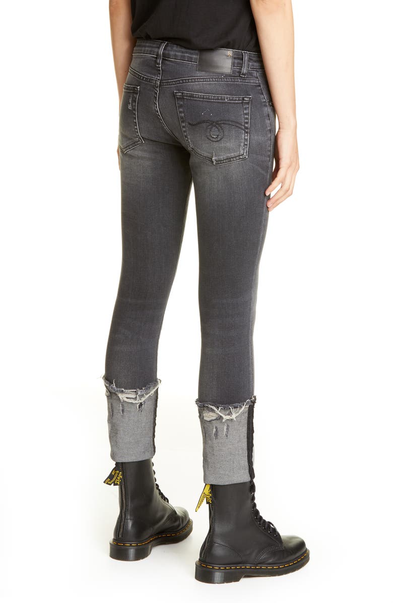 R13 Kate Cuffed Skinny Jeans, Alternate, color, 