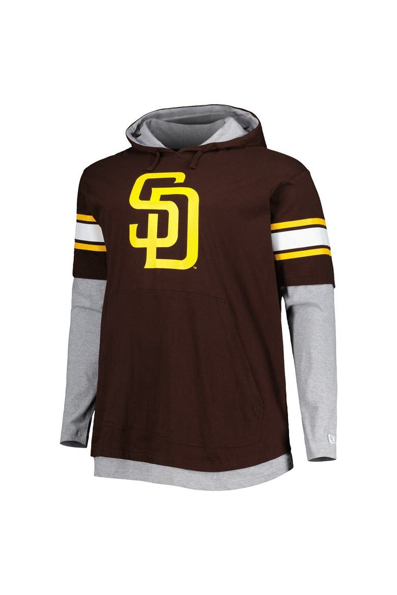 Men's New Era Brown San Diego Padres Big & Tall Twofer Pullover Hoodie, Alternate, color, Brown