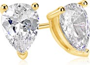 SUZY LEVIAN Gold Plated Pear Shape CZ Stud Earrings
