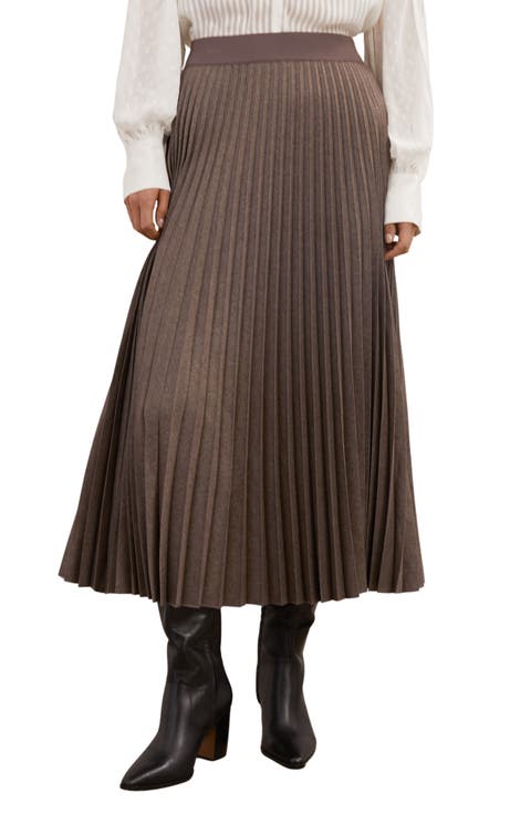 Kember High Waist Pleated Midi Skirt