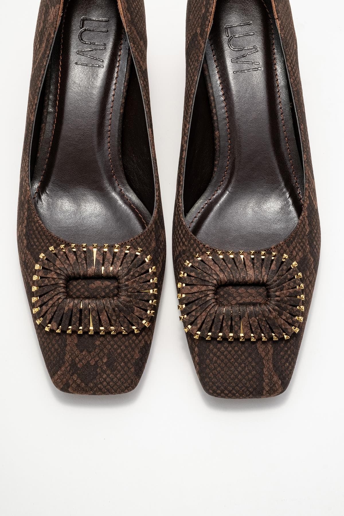 Velora Buckle Square Toe Block Heel Pump, Alternate, color, Brown Pattern