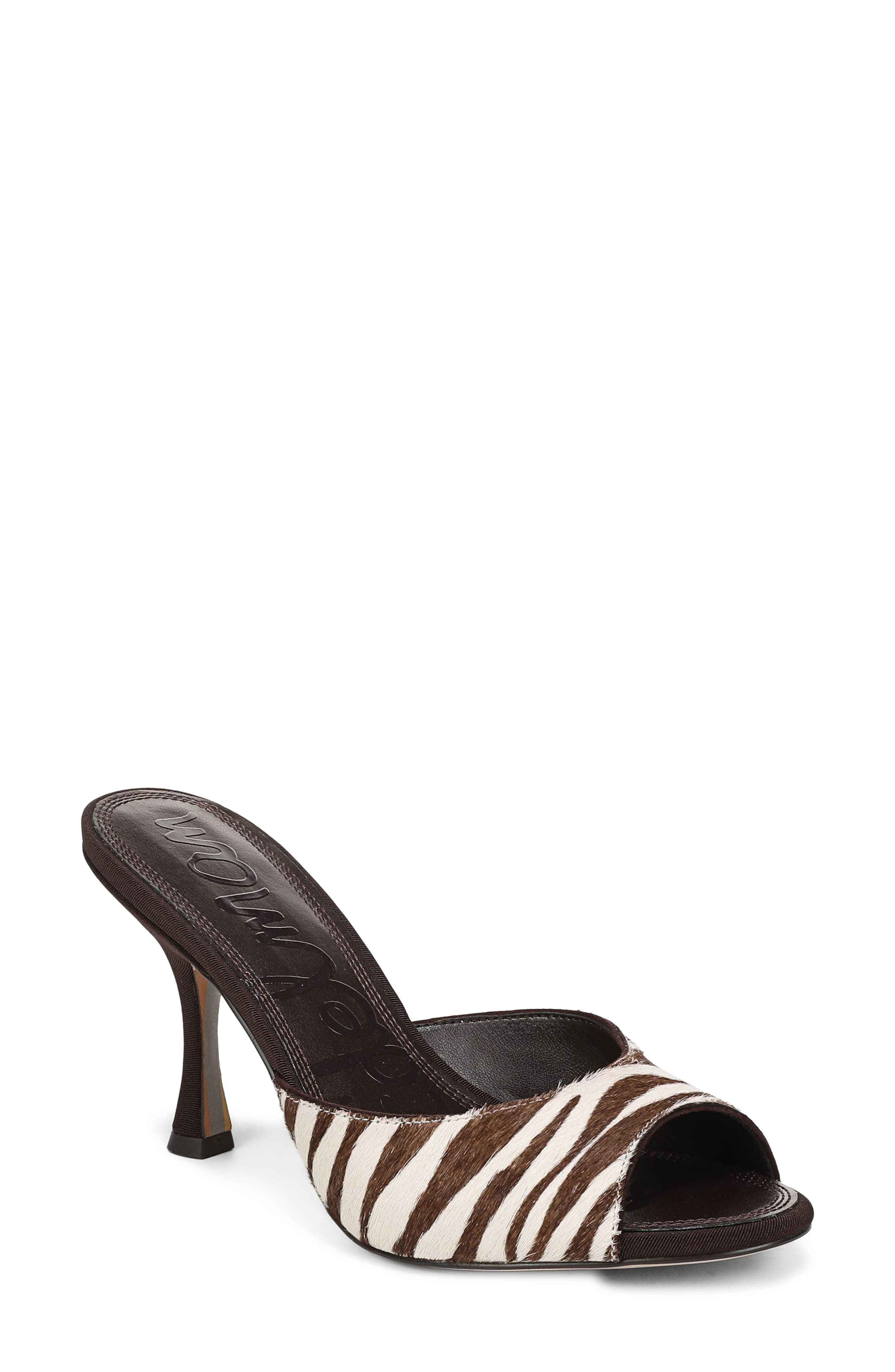 Jeanie Slide Sandal, Main, color, CHOCOLATE/ IVORY CALF HAIR