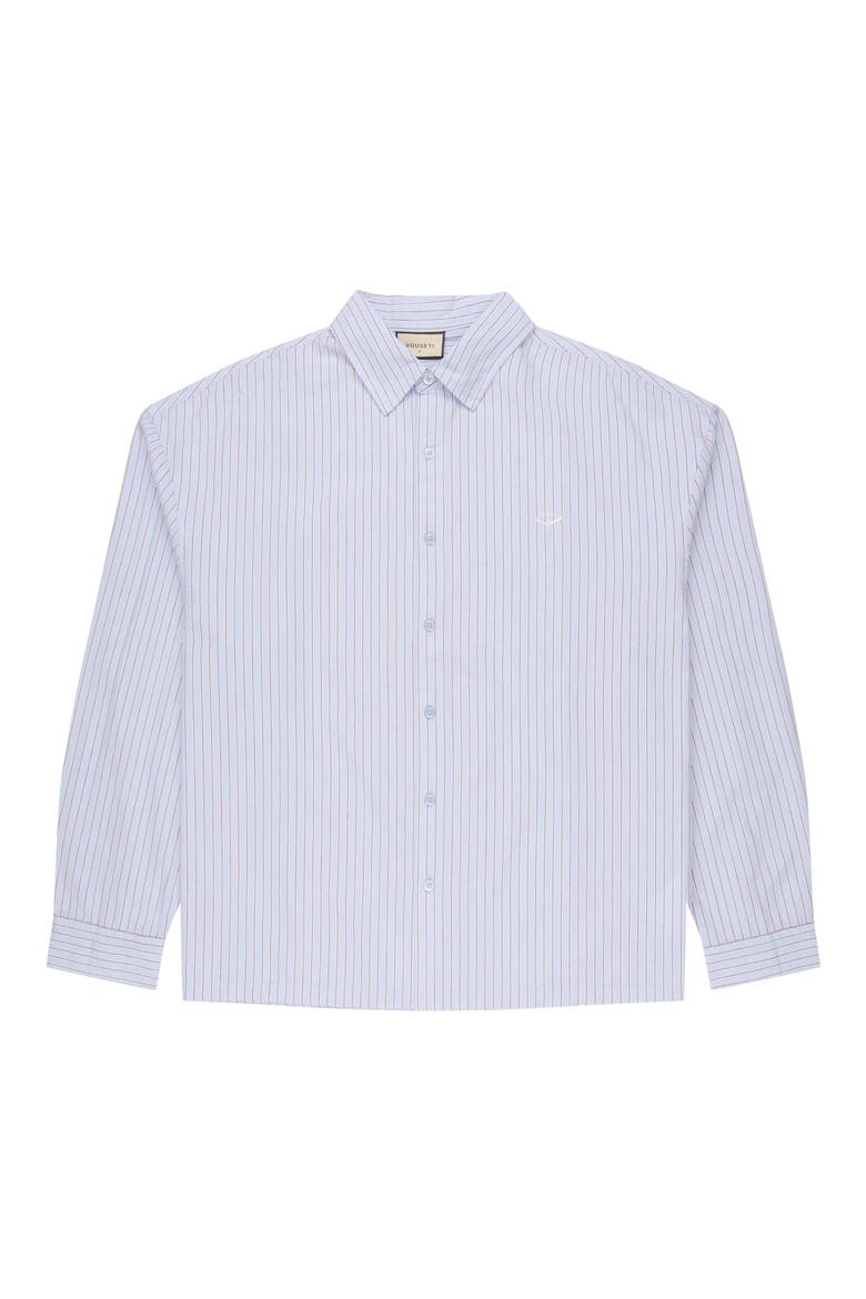 Off Court Boxy Fit Stripe Cotton Button-Up Shirt, Alternate, color, LIGHT BLUE