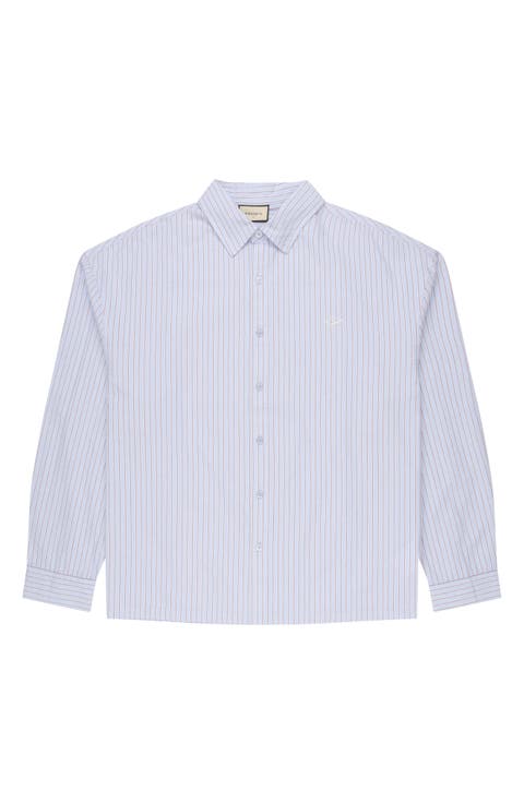 Off Court Boxy Fit Stripe Cotton Button-Up Shirt