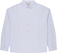 VOUSETI Off Court Boxy Fit Stripe Cotton Button-Up Shirt