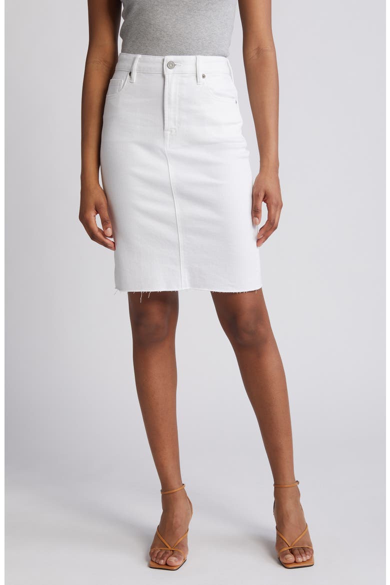 Raw Hem Denim Skirt, Main, color, WHITE