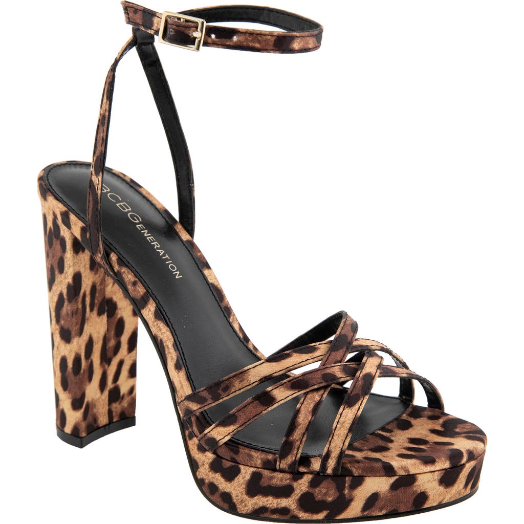 Bcbg Orisa Ankle Strap Platform Sandal In Leopard