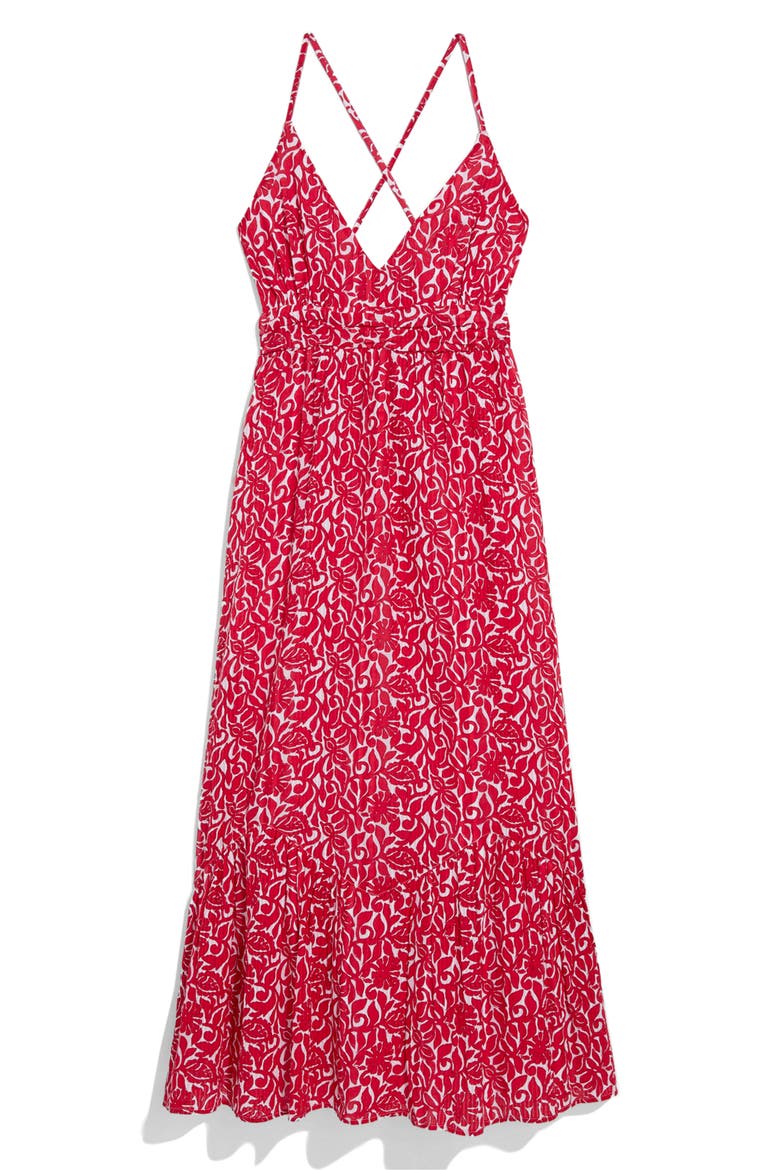 Sconset Cotton Seersucker Maxi Sundress, Alternate, color, LIGHTHOUSE RED LEILA
