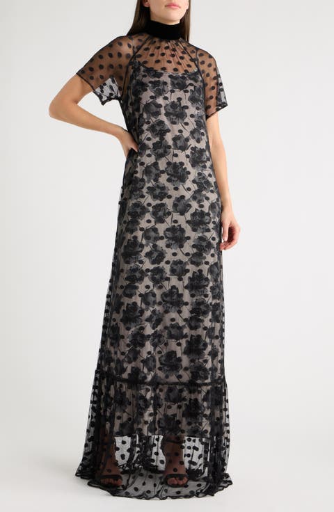 Floral Mesh Maxi Dress