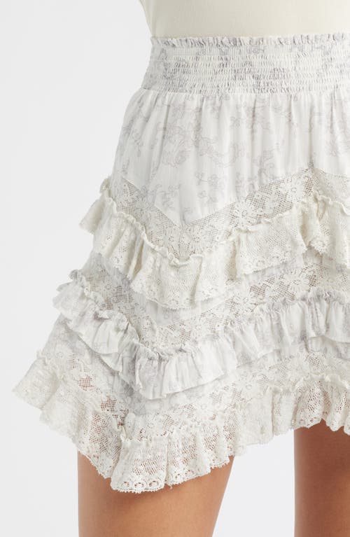 Loveshackfancy Serevina Lace Trim Tiered Cotton Miniskirt In White