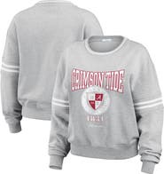 WEAR by Erin Andrews Women's WEAR by Erin Andrews Heather Gray Alabama Crimson Tide Classic Stripe Pullover Sweater