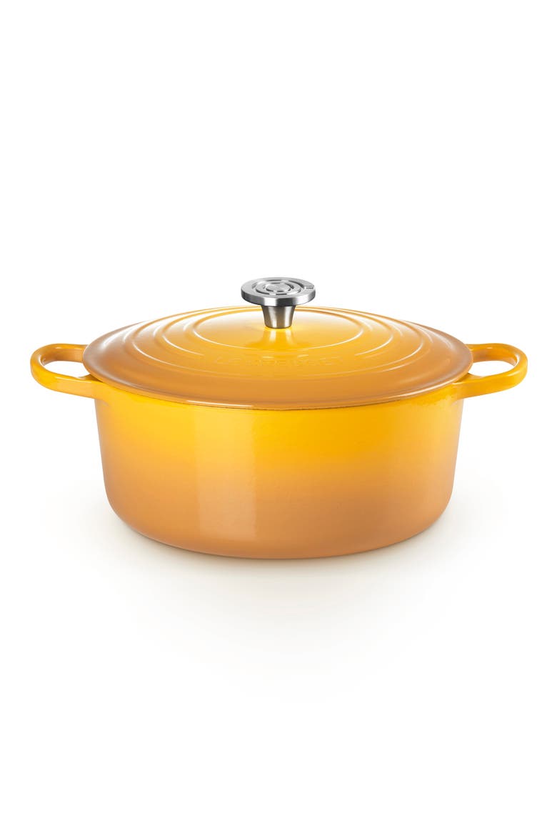 Signature 7.25-Quart Round Enameled Cast Iron Dutch Oven, Main, color, NECTAR
