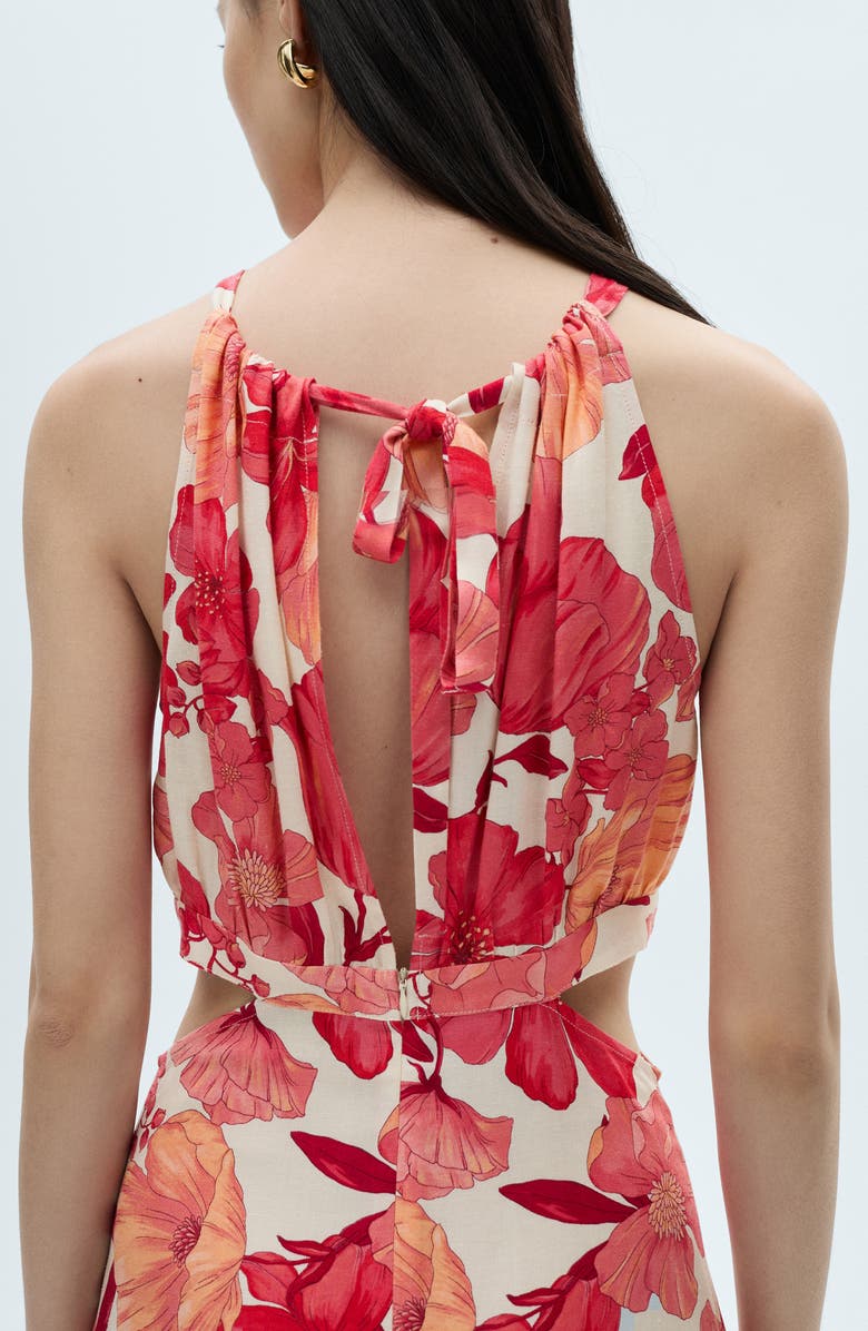 MANGO Floral Halter Neck Cutout Maxi Dress | Nordstromrack