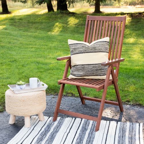 Northlight 20in Textured Block Handloom Woven Outdoor Square Throw Pillow