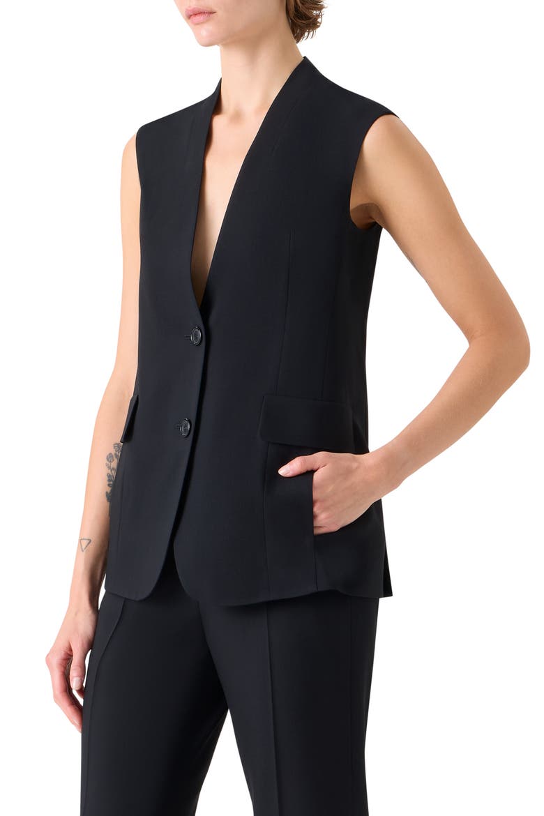 Martina Tailored Wool Blend Vest, Alternate, color, BLACK