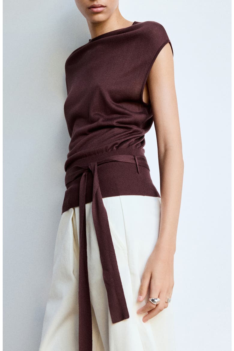 Belted Sweater Vest, Main, color, BURGUNDY
