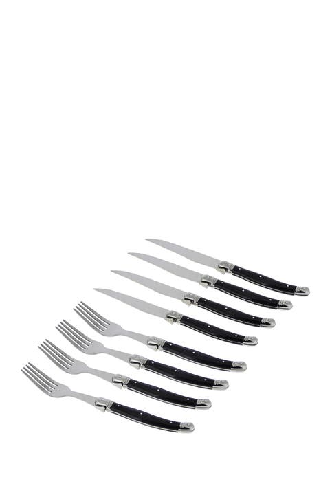 8-Piece Laguiole Faux Onyx Steak Knife & Fork Set