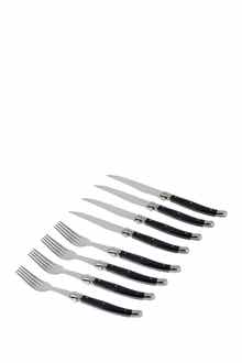 FRENCH HOME 8-Piece Laguiole Faux Onyx Steak Knife & Fork Set
