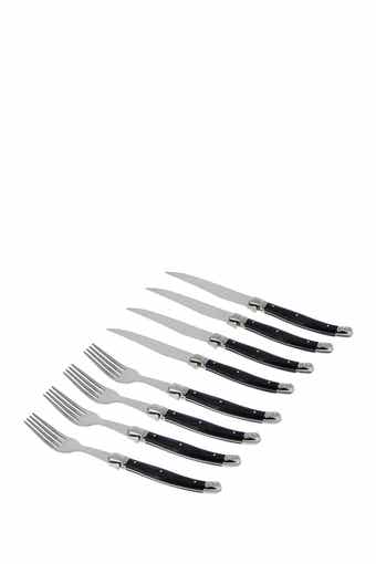 FRENCH HOME 8-Piece Laguiole Faux Onyx Steak Knife & Fork Set