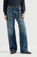 Brunello Cucinelli Authentic denim contemporary loose trousers with monili