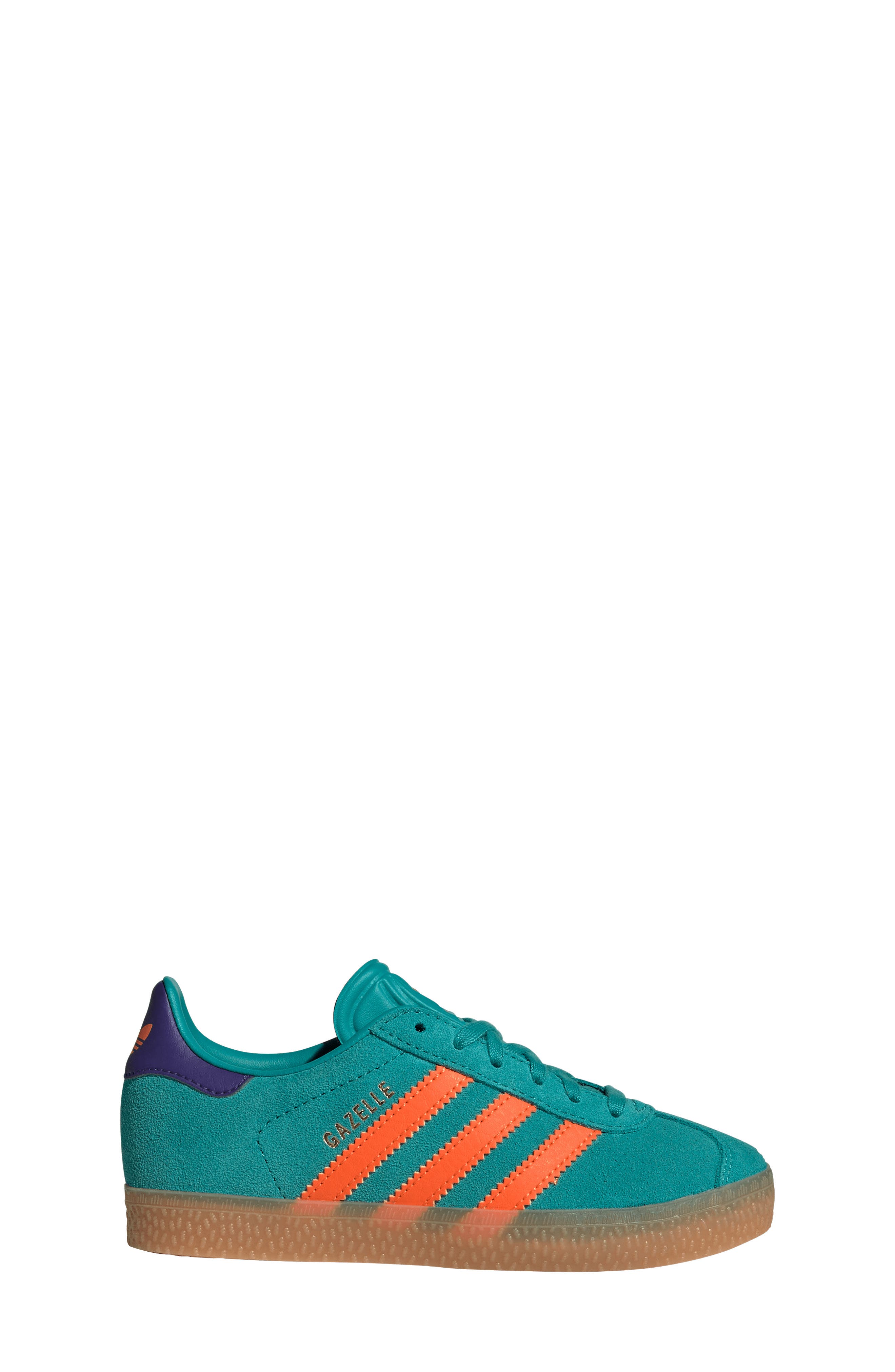 Kids' Gazelle Low Top Sneaker, Alternate, color, TEAL/ IMPACT ORANGE/ PURPLE
