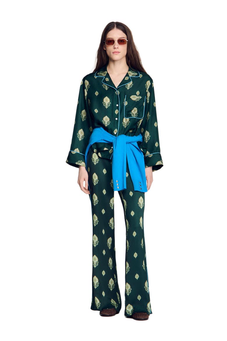 Paisley print pyjama shirt, Alternate, color, Green