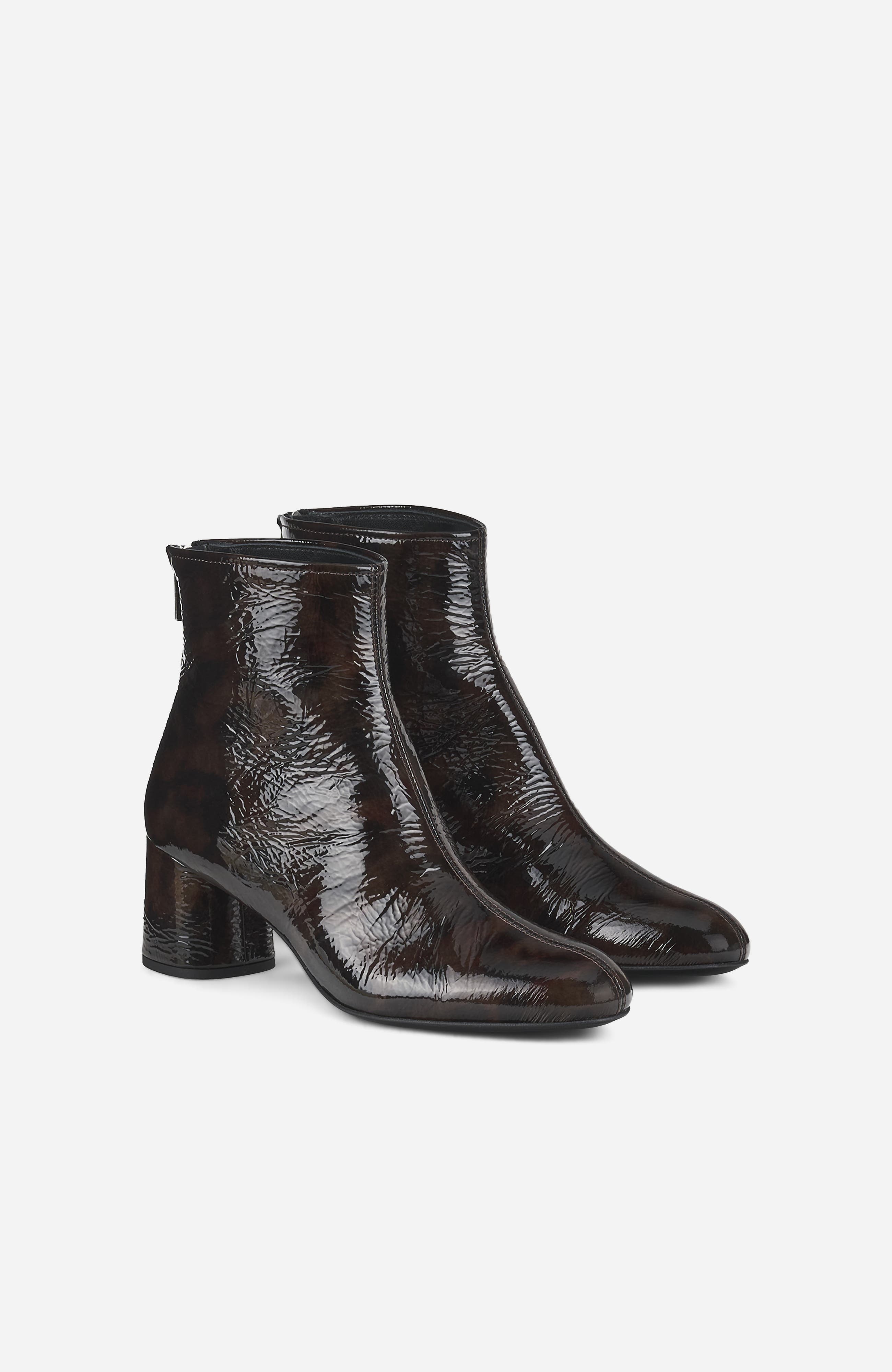 Olga Patent Leather Ankle Boot with Heel, Alternate, color, Leaden