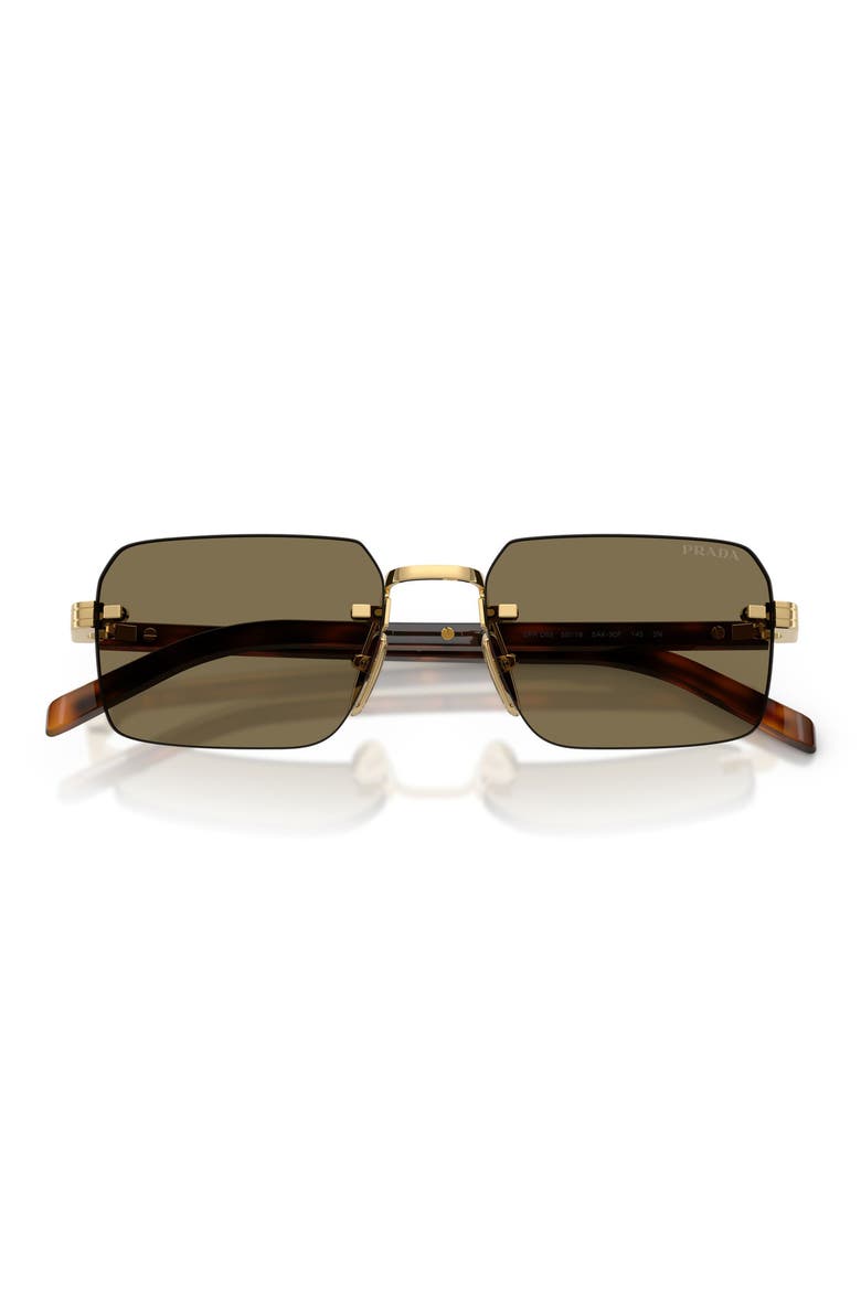 55mm Rectangular Sunglasses, Alternate, color, GOLD / LIGHT BROWN