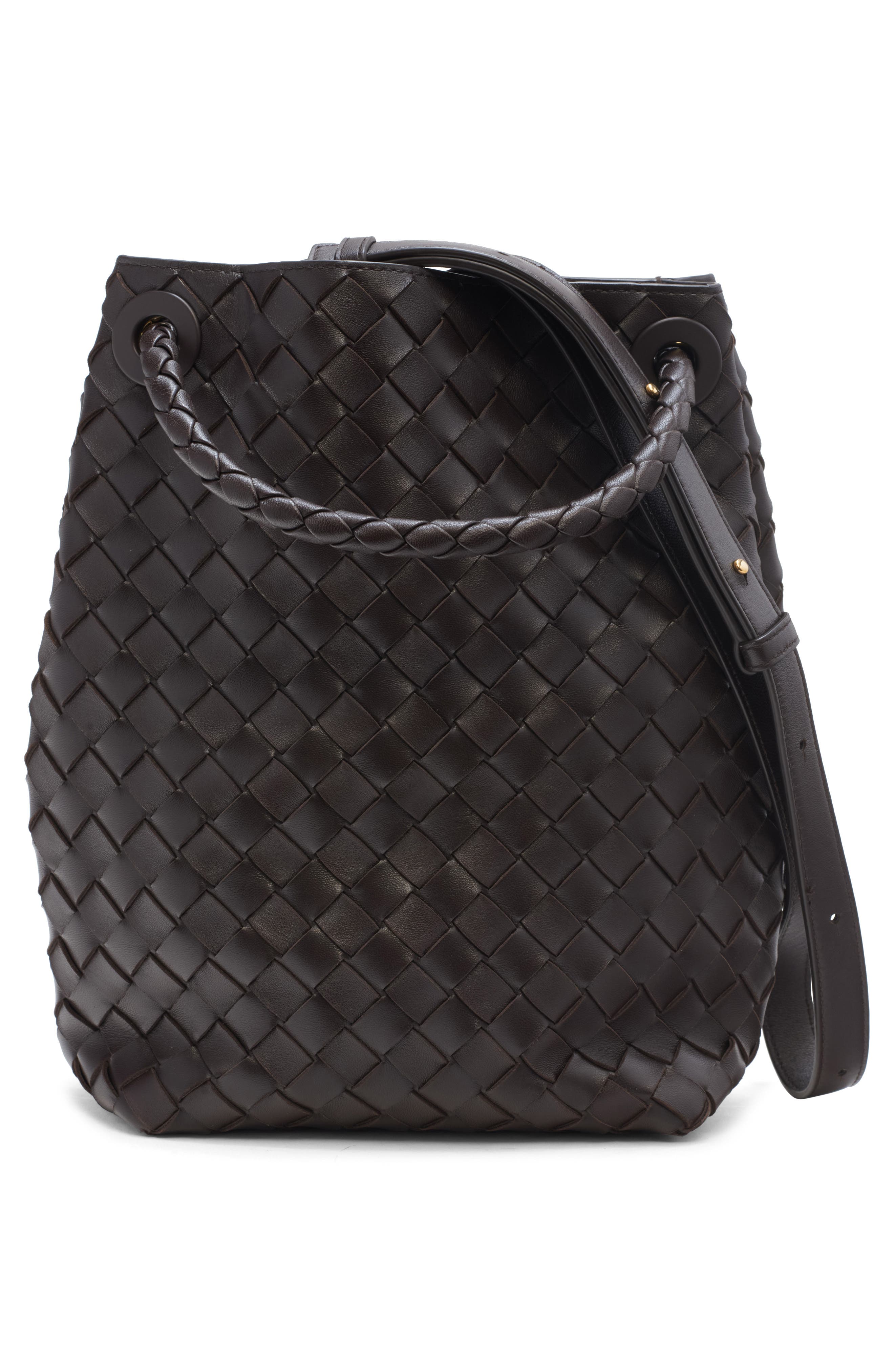 Bottega Veneta Small Andiamo Intrecciato Leather Bucket Bag, Alternate, color, Fondant-M Brass-Fond